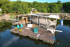 Dock days are the best days with diving board, swim steps, tiki bar and great seating