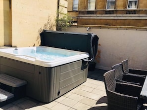 Our outdoor hot tub on our Private courtyard, ready for exclusive use.