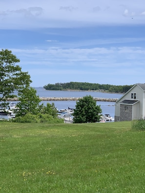 View of Oak Island and marina.