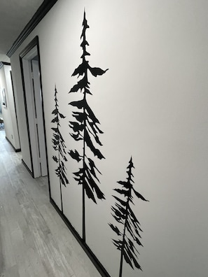 Stencil art in the entryway.