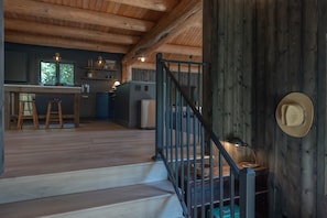 Stylish entry with mudroom storage for jackets and shoes