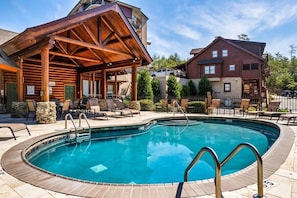 Relax by the outdoor pool then hop in the hot tub in the evening!