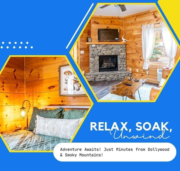 Unwind in this inviting space with warm wood accents and charming decor!