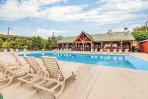 The pool is just a walk down the street with a large covered pavilion!