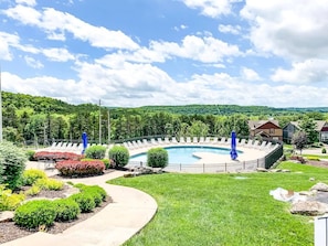 Enjoy the large community pool with a gorgeous view!