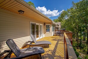 Large deck for getting some fresh air and watching the lake!