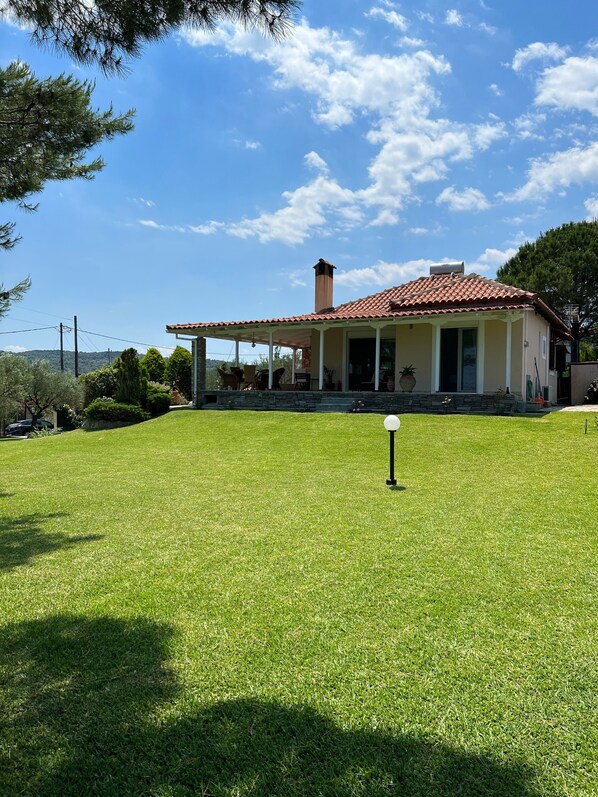 View of the house from the kiosk at the garden