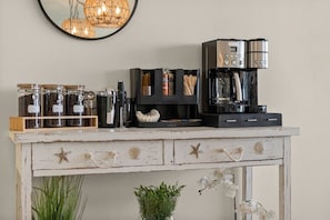 Gourmet coffee/tea bar at your finger tips. Be your own barista.