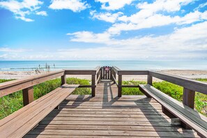 Wood deck leading to your private ocean entrance