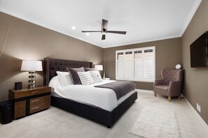 Master Bedroom: Recharge in your super comfortable Cal King Bed, smart TV.