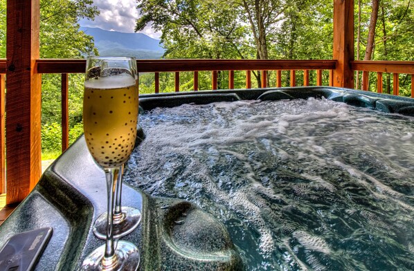 Relaxing in the hot tub only gets better while taking in this view.