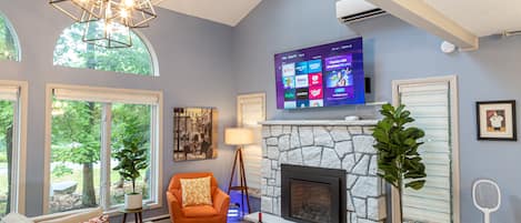 Living room with 65 inches Roku TV