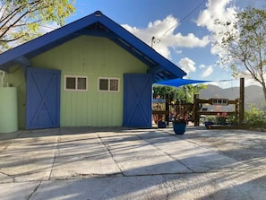 Parking right outside your front door, shaded place to sit and relax.