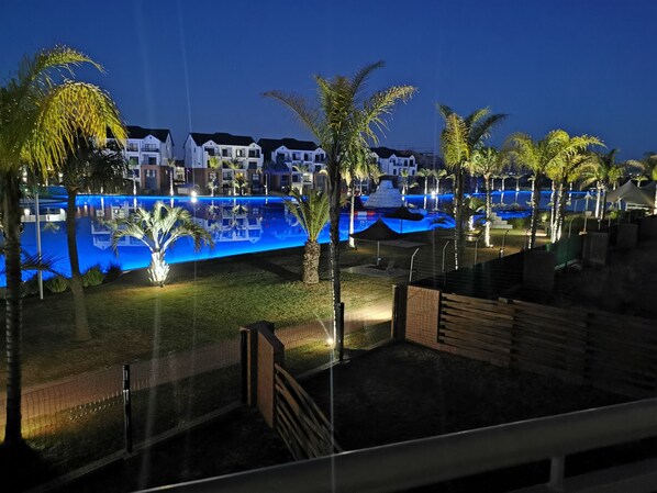 View of the crystal lagoon from balcony  of the apartment. 