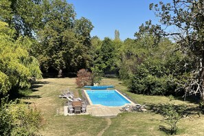 The pool, viewed from the balcony.