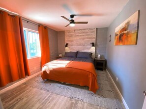 Primary bedroom with king-size bed
