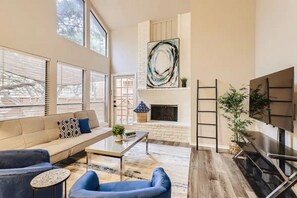 High ceiling family room 