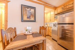 Kitchen and dining room area.