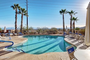 Pool and hot tub area available for your stay!