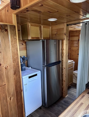 Refrigerator and dishwasher.