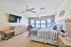 King size bed in the master bedroom.