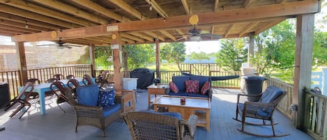 Deck Area: Comfortable outdoor furniture, gas BBQ, ceiling fans