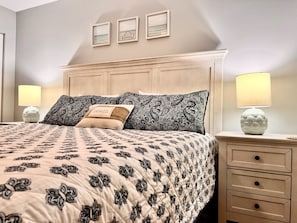 Beautiful master bedroom with updated king size bed