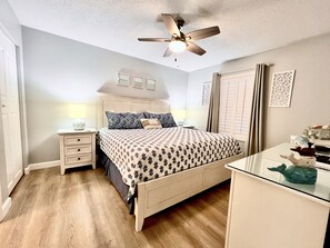 Clean lines uncluttered bedroom 