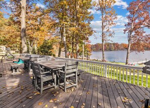 Our deck features 2 full Polywood dining sets, so there's enough room for everyone!