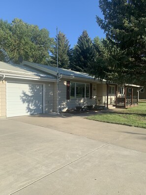 Extra wide driveway.