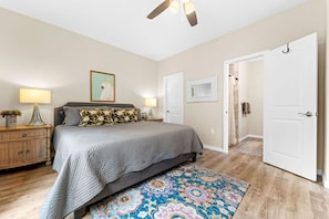 Master King Bedroom (first floor), smart tv, private bathroom (walk in shower)