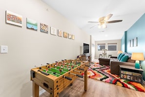 Loft/game room with pull out couch and lots of games! 