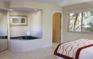 Jetted tub in some master bathrooms.