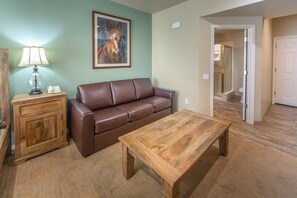 Kick back your feet and relax in the cozy living area.
