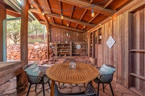 Very private outdoor seating with sun/rain protection