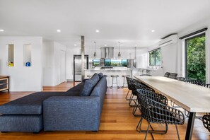 Open plan dining area that seats up to 10 guests