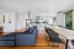 Open plan dining area that seats up to 10 guests