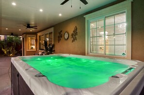 100 heating fee for stunning swim spa, seats 12-15