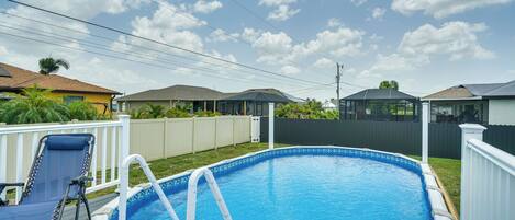 Cape Coral Vacation Rental | 3BR | 2BA | 1,200 Sq Ft | Above-Ground Pool | Step-Free Access