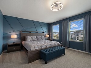 Bedroom 4 Upstairs King Ensuite Bathroom Walk in Shower, 2 Sinks (Sleeps 2)
