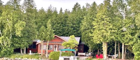 View from the water of Camp Windy Dock.  Pontoon rentals available in the area.