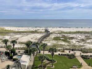 View of the beach and the Gulf from the balcony.