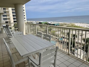 Huge private balcony with plenty of seating for everyone!
