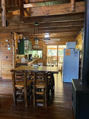 Full kitchen with access to covered deck