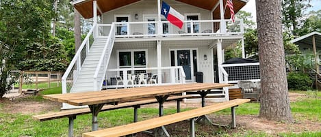 Backside of the lakehouse, double decker patios with stunning views