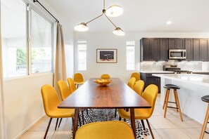 Chic dining area near the kitchen.