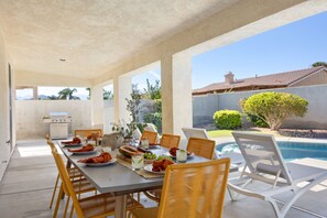 Outdoor dining area.