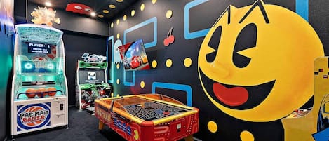 Arcade w/ Air Hockey Table, Racing and Basketball Game