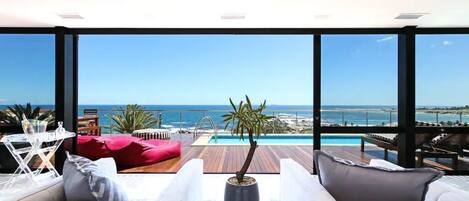 Spectacular views from inside the living room over tranquil Camps Bay