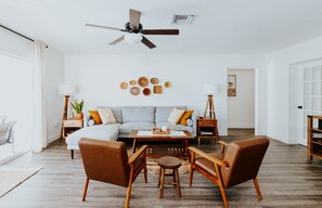 Beautiful and stylish mid-century modern vibes of the spacious LR 